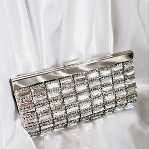 New Stunning Clear Rhinestone Mirror Clutch